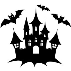 halloween castle with bats