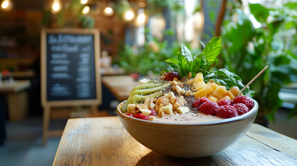 Vibrant Health-Conscious Eatery Featuring Calorie-Tagged Artisanal Smoothie Bowls