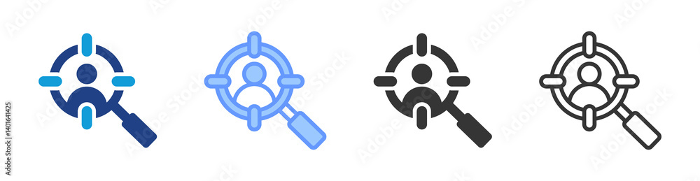Poster target audience icon set multiple style collection