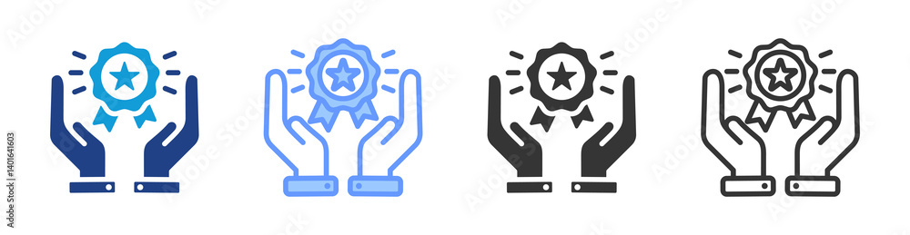 Poster customer loyalty programs icon set multiple style collection