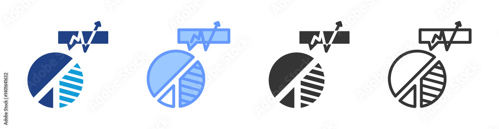 Poster market penetration icon set multiple style collection