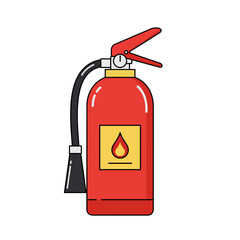 Obraz premium Red Fire Extinguisher Illustration with Safety Details – Emergency Equipment Graphic for Safety Guides, Workplace Posters or Training Materials
