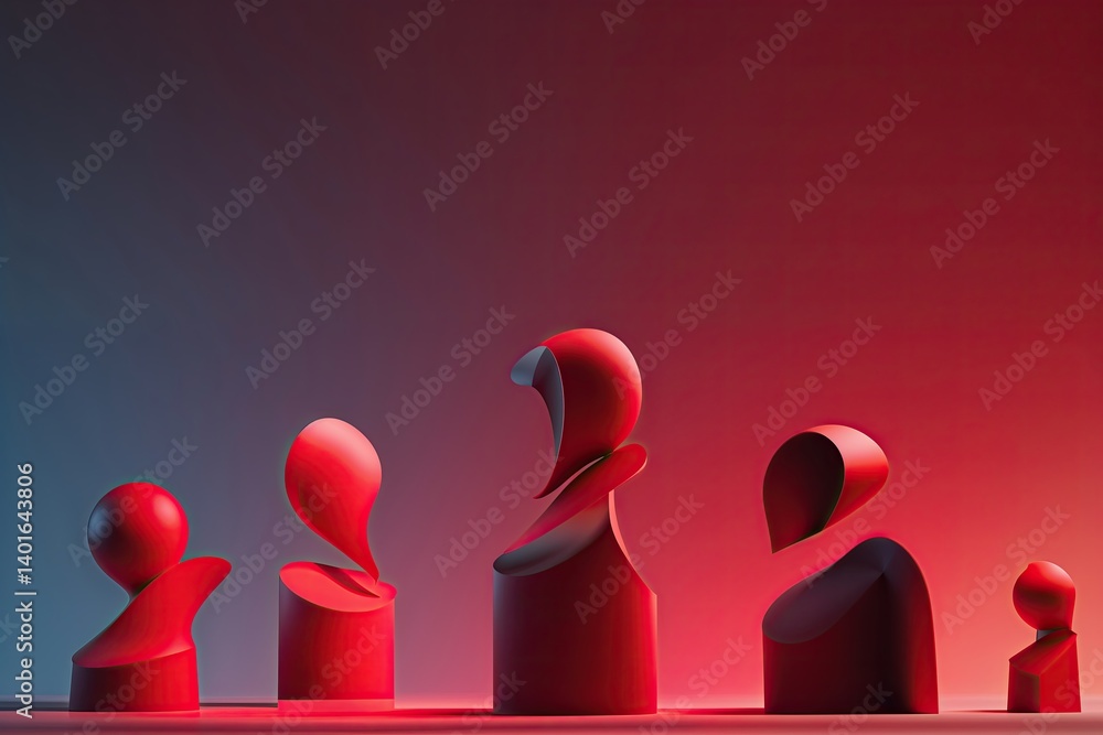 Poster vibrant bold gradient background with abstract shapes in red atmosphere