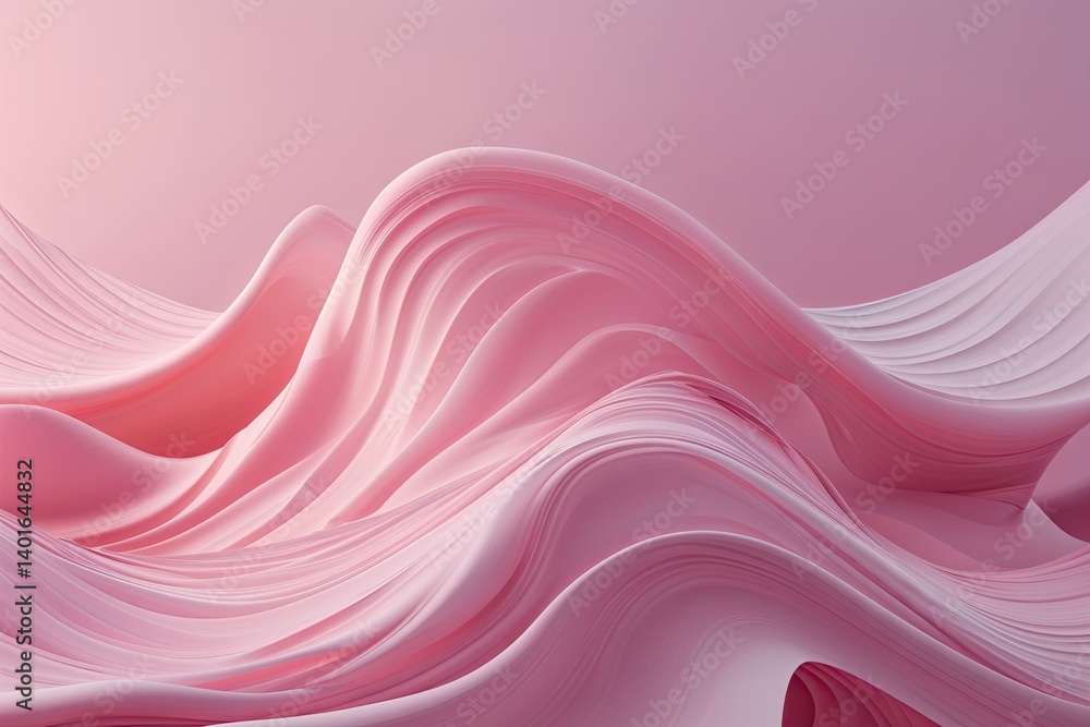 Aufkleber abstract fluid waves on a soft pink background with gradient tones