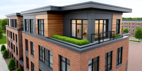 Fototapeta premium townhouse with rooftop garden