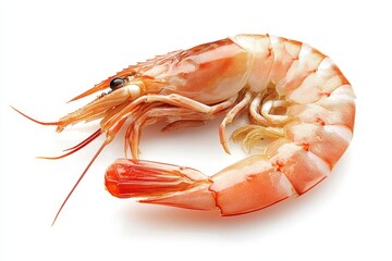 Fresh shrimp, whole, on white background