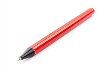 Red ballpoint pen on white background