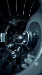 Intricate inner workings of an industrial turbine