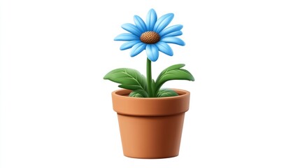 A vibrant blue flower in a terracotta pot perfect for home decor and gardening enthusiasts