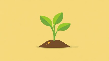 A vibrant green sprout emerging from soil symbolizing growth and new beginnings in a minimalis