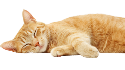 Professional Ginger Cat Sleeping Image on White Background for Creative Designs