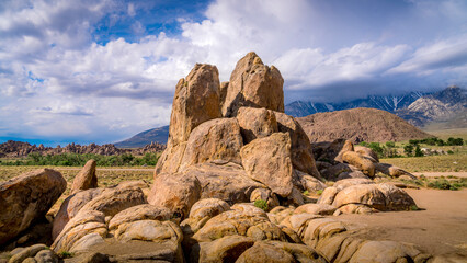 One of the many rock formations in Alabama Hills. The Alabama Hills is a unique and stunning geological formation located in the eastern Sierra Nevada Mountains near Lone Pine, California