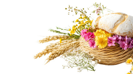 Elegant Happy Shavuot Jewish Holiday Concept on Isolated White Background