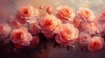 A beautiful roses painted in the art style, offering a dreamy and romantic atmosphere