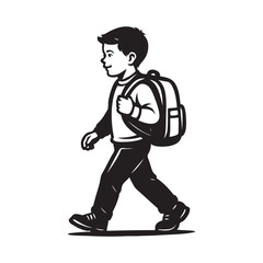 boy walking with backpack 