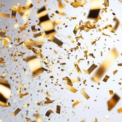 Golden confetti showers from above, creating a festive and magical atmosphere.