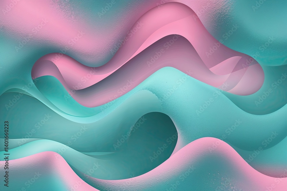 Poster tranquil teal and soft pink gradient background with subtle noise texture for a dreamy atmosphere