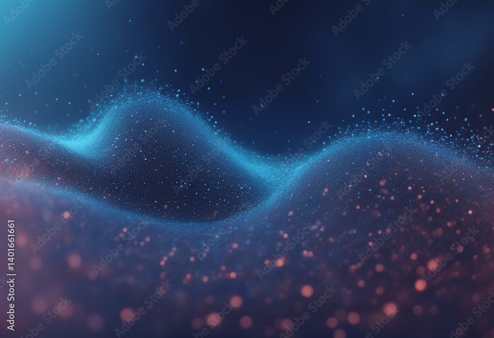 Poster particles dynamic big background wave futuristic rendering 3d blue dots data mesh dust particle desi