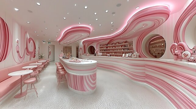 Pink Whimsical Cafe Interior Design