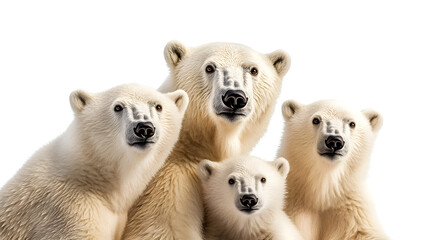Fototapeta premium Professional Polar Bears Family Isolated on White Background Stock Image