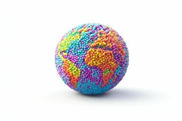 Obraz premium Colorful Bead Globe Showing Continents on White Background for Global Concepts