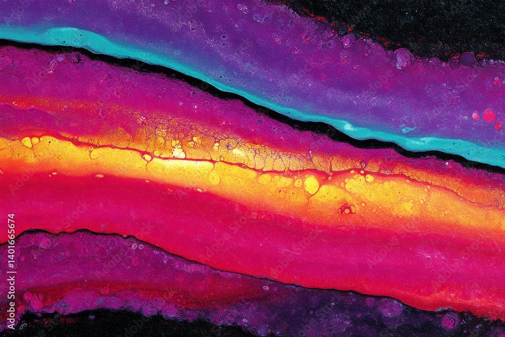 Poster vibrant abstract painting with colorful fluid waves and dynamic texture