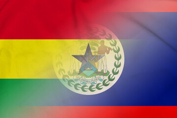 Fototapeta premium Ghana and Belize national flag transborder relations BLZ GHA