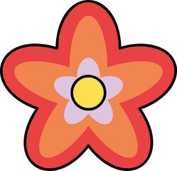 Retro Sticker Flower Blossom Pattern Hand Drawn