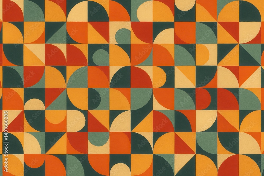 Aufkleber colorful retro geometric pattern in flat style with abstract shapes and simple designs