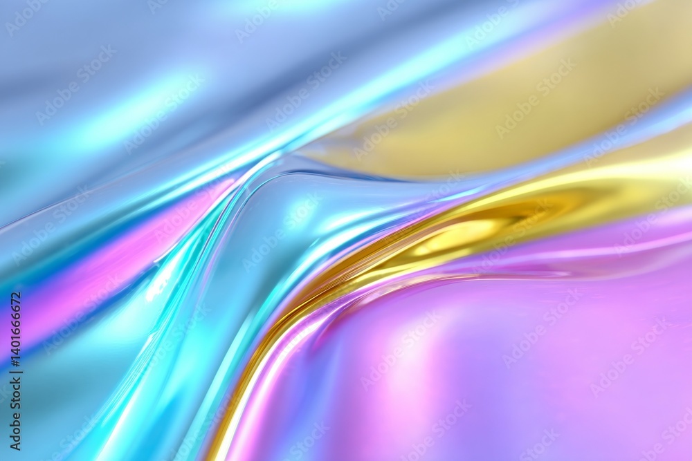 Poster abstract iridescent surface with vibrant colors and fluid patterns