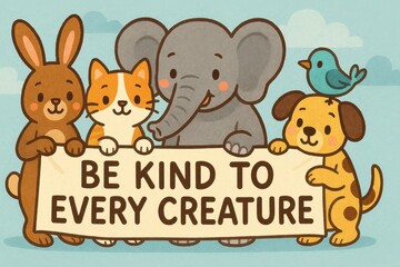 Kindness parade animals: cute and eclectic   with positive messages