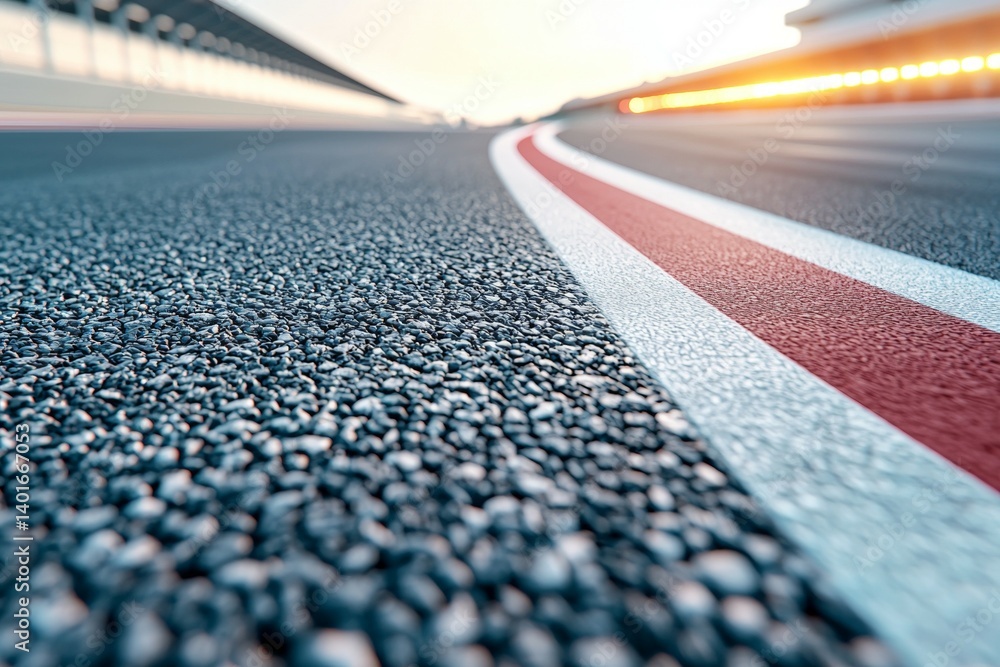 Poster a close up of a road with a white line and a red line