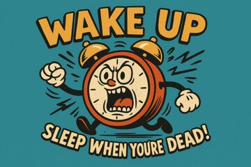 Fototapeta premium Vintage alarm clock motivation - energetic retro style