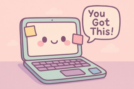 Cheerful motivational laptop  : "you got this" with cute design and positive message