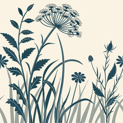 Delicate wildflowers growing in a serene, natural environment  