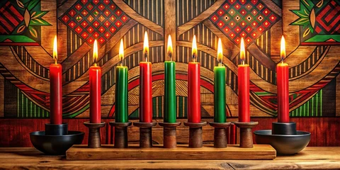 Fotobehang Kwanzaa Kinara Wallpaper - African Inspired © chaowalit