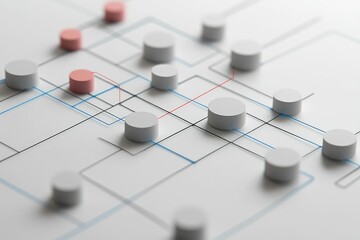 Network Connection Nodes with Data Transfer Lines and One Detached Node