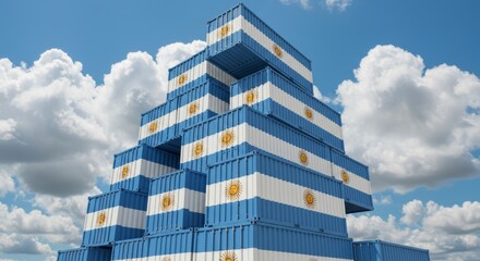 Argentina's trade dominance: towering containers against the vast blue sky signify global logistics