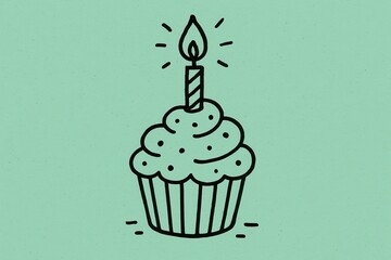 Hand-drawn birthday cupcake   for celebrations and party designs
