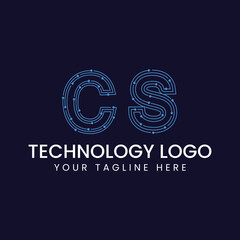 Technology Outline Font - Letter with Dots and Lines