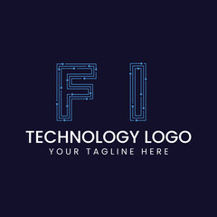 Technology Outline Font - Letter with Dots and Lines