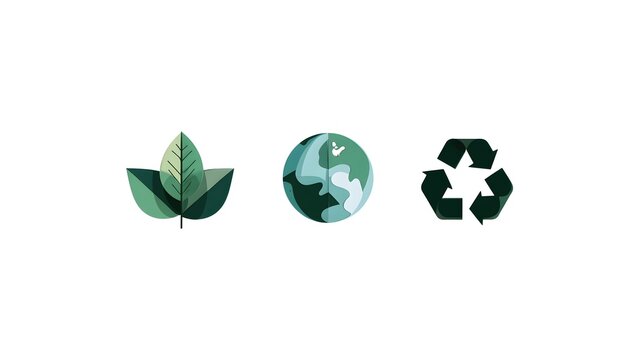 Eco-Friendly Icons: Leaf, Earth, and Recycle Symbols