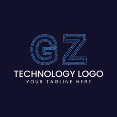 Fototapeta premium Technology Outline Font - Letter with Dots and Lines