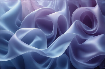 Fototapeta premium Abstract flowing shapes in shades of blue and purple create a soft, smooth, and ethereal image. The wavy forms evoke a sense of gentle motion and tranquility.