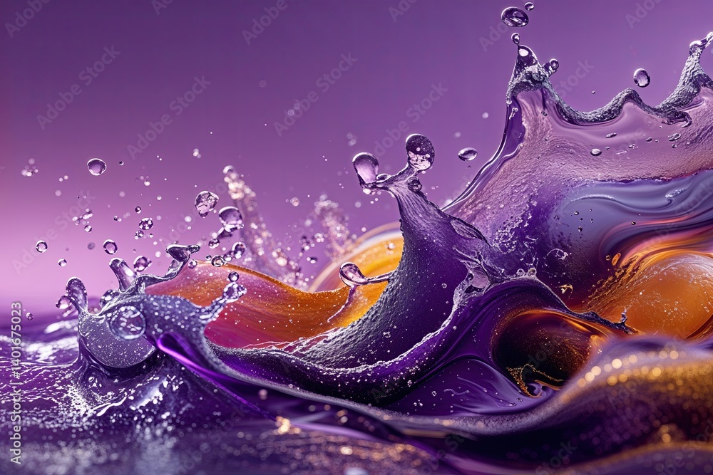 Aufkleber dynamic fluidity with sophisticated grainy texture and purple gradient backdrop