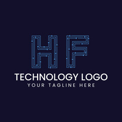 Technology Outline Font - Letter with Dots and Lines