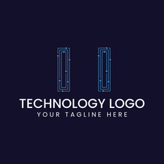 Technology Outline Font - Letter with Dots and Lines
