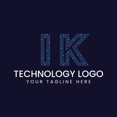 Technology Outline Font - Letter with Dots and Lines