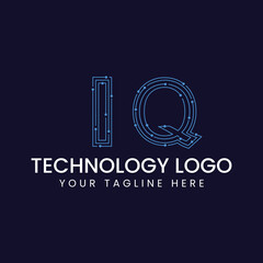 Technology Outline Font - Letter with Dots and Lines