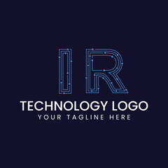 Technology Outline Font - Letter with Dots and Lines